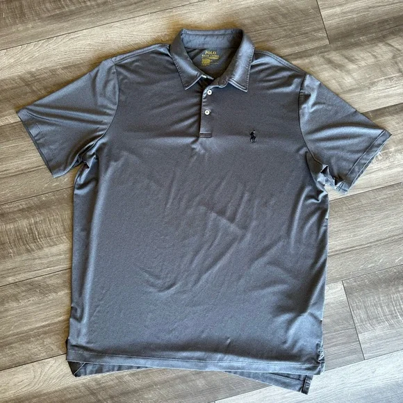 Polo Ralph Lauren Polo Shirt Mens L Charcoal Gray Performance Golf Stretch Shirt - Picture 2 of 4